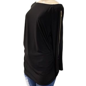Joseph Ribkoff / size 14 black long sleeve gold zipper accents